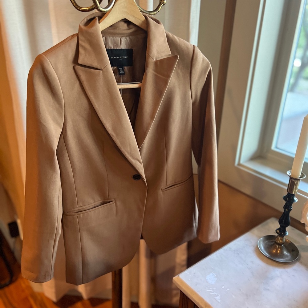 00 Banana Republic Women's Tan Single-Button Blazer
